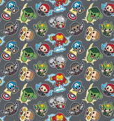 Camelot DC Comics Fabric DC Comics Heroes Kawaii Grey 100% Cotton
